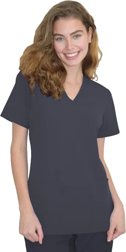 Vista 2 de Camiseta médica de enfermería médica con cuello en V de 4 bolsillos para mujer GT Performance