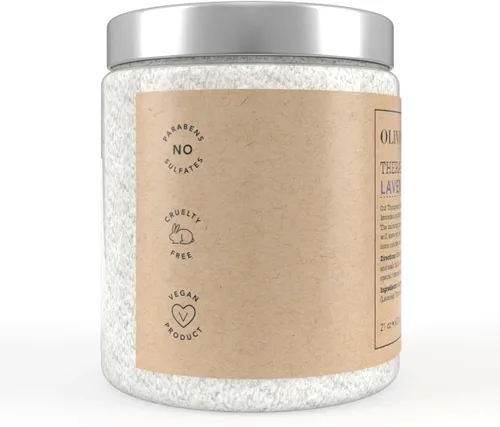 Vista 7 de Olivia Care Epsom - Sales de baño con tomillo de lavanda, terapéuticas, alivian el estrés y relajan los músculos. Exfolia, rejuvenece, calmante