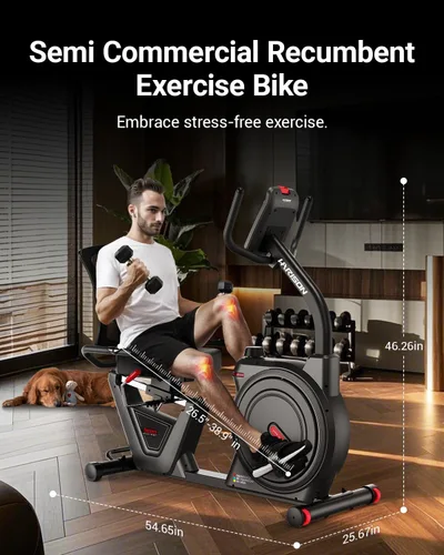Vista 6 de HARISON Pro Recumbent Exercise bike with Arm Exerciser for Adult and Seniors, Low-Impact Recumbent Stationary Bike for Knee-Friendly 400LBS