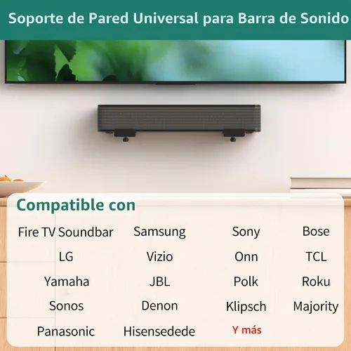 Vista 2 de HomeMount Soporte de pared para barra de sonido, soportes de barra de El metal resistente soporta 33 libras y mantiene tu barra de sonido debajo