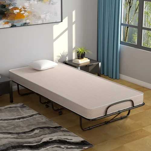 Vista 3 de GORELAX Cama plegable individual con colchón de 4 pulgadas para adultos, juego de cama portátil pequeño con marco de cama de metal, cama plegable
