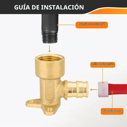 Vista 4 de 10 unidades HeSun 1/2" Pex A Expansión x 1/2" Hembra NPT Drop Ear Elbow
