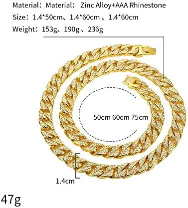 Vista 2 de putouzip Miami Cuban Link Chains For Men 121420mm 18K Gold Plated Diamond Fully Iced Out Chain Necklace