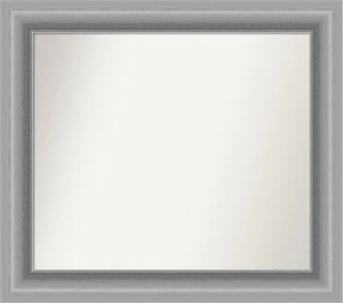Vista 336 de Amanti Art Espejo de baño plateado para sobre fregadero, 26 x 26 pulgadas, espejo cuadrado de níquel pulido, marco de madera tradicional mediano, se