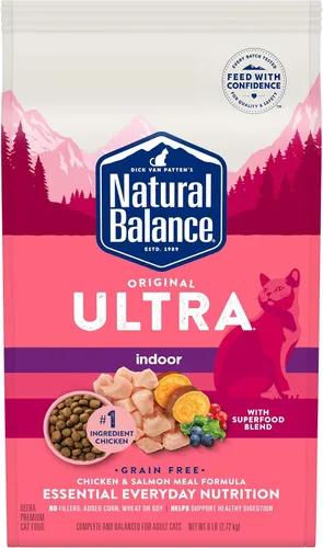 Vista 10 de Natural Balance Original Ultra Indoor Chicken & Salmon Meal Alimento para gatos, alimento seco para gatos adultos de interior, bolsa de 15 libras