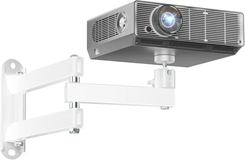 Vista 10 de WALI Soporte de techo para proyector, soporte universal para proyector de perfil bajo con brazos retráctiles y función de ajuste múltiple Blanco