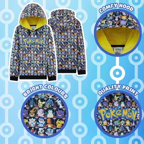 Vista 4 de Pokemon Sudadera con capucha para niños y adolescentes, regalos para niños