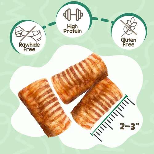 Vista 2 de Nature Gnaws Masticables de tráquea de ternera para perros de 3 pulgadas (12 unidades) – Huesos masticables naturales crujientes de larga duración