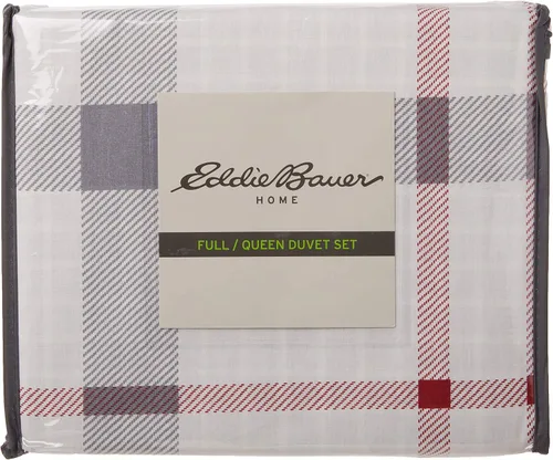 Vista 3 de Eddie Bauer - Juego de funda de edredón tamaño Queen, ropa de cama reversible de algodón con fundas a juego, elegante decoración del hogar