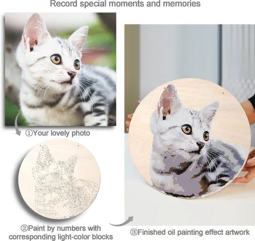Vista 3 de TEXTURE OF DREAMS Kit de pintura personalizada por números para adultos, pintura acrílica, pintura al óleo sobre madera redonda y circular de 12