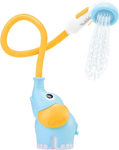 Vista 9 de Yookidoo - Cabezal de ducha para baño de bebé con forma de elefante y boquilla con forma de trompa - para bebés recién nacidos en tina o fregadero