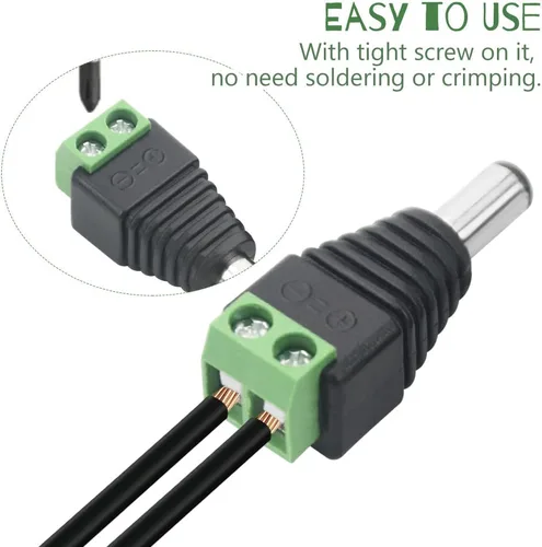 Vista 4 de WMYCONGCONG 20 conectores de adaptador de corriente CC hembra y macho de 0.083 x 0.217 in + 20 conectores balun para cámara de video BNC macho