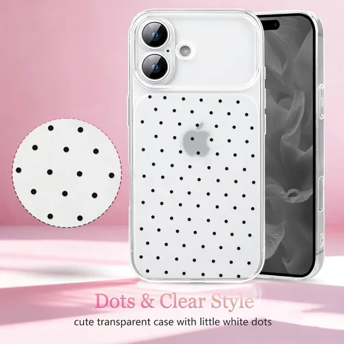 Vista 2 de NITITOP Funda para iPhone 17, diseño de lunares transparentes, color negro
