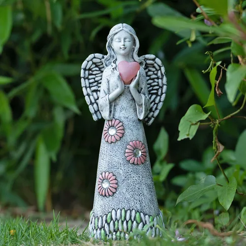 Vista 6 de Estatua de ángel solar Rezpuao - Escultura de jardín con decoración de resina para patio, césped, porche - Regalo de inauguración de casa, 10.03
