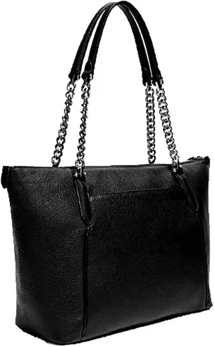 Vista 4 de Entrenador Ava Pebbled cuero cadena Tote para mujer (negrodorado)