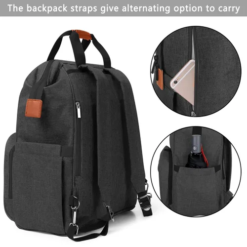 Vista 5 de LUXJA - Mochila de almacenamiento para extractor de leche y portátil, color negro 2 formas de uso, se adapta a la mayoría de los extractores