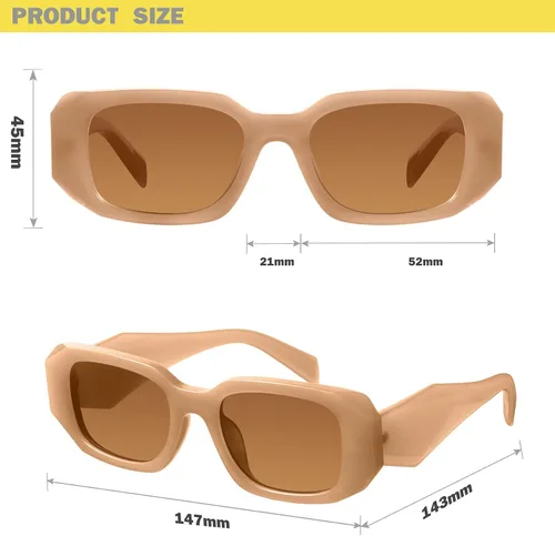 Vista 5 de mosanana Gafas de sol rectangulares de moda para mujeres y hombres