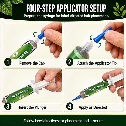 Vista 10 de Cebo de gel de cucaracha con aceites de menta y madera de cedro, 4 jeringas