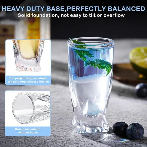 Vista 3 de Juego de 28 vasos de chupito a granel con base pesada, vasos de whisky de 1.3 onzas, vasos de bebidas espirituosas, juego de vasos de tequila, vasos