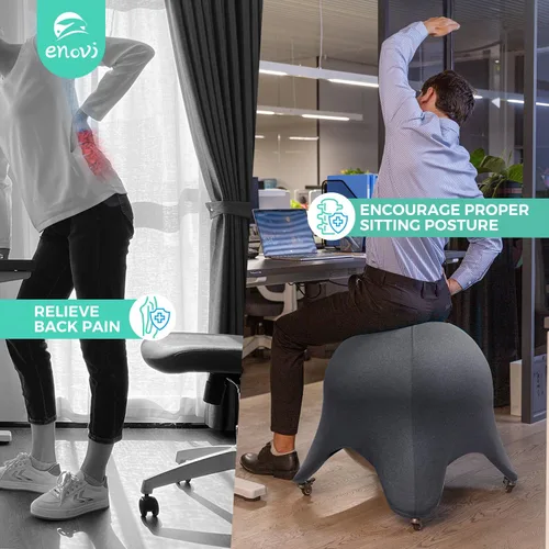 Vista 3 de Silla Original de Bola Estrella de Mar, Silla de Bola de Yoga, Silla de Bola de Ejercicio, Diseño Ergonómico para Escritorio de Oficina en Casa Azul