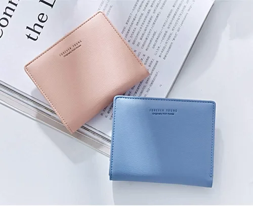 Vista 4 de Carteras para Mujeres Pequeña Billetera de Cuero Bifold de Bolsillo para Damas Mini Monedero Corto Azul