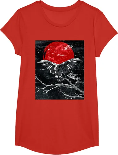 Vista 40 de Red Moon Raven - Camiseta japonesa de cuervo negro, Negro, S