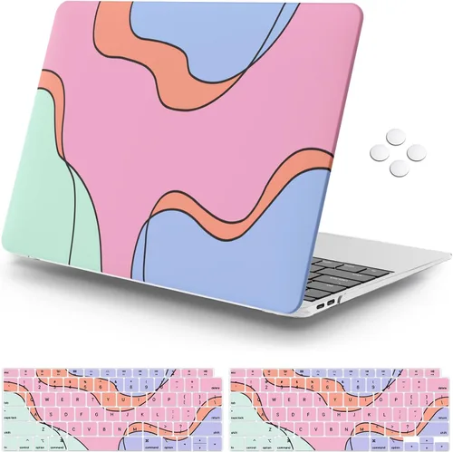 Vista 11 de iCasso - Funda para MacBook Air de 13 pulgadas, diseño de pegatinas vintage 2020 A2337 M1 Macbook Air 13 pulgadas protectora de plástico duro