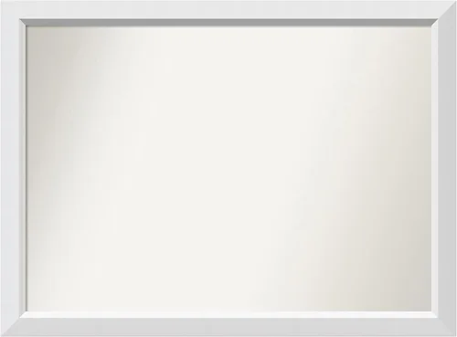Vista 220 de Amanti Art Espejo de baño blanco para sobre el fregadero, 24 x 26 pulgadas, espejo rectangular blanco y blanco, marco de madera contemporáneo