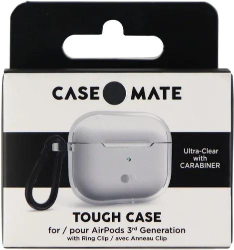 Vista 3 de Case-Mate Funda rígida con mosquetón negro para Apple AirPods (3ª generación), transparente