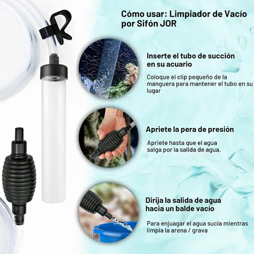 Vista 3 de SunGrow Kit de mantenimiento de acuario con bombilla de cebado, 65 pulgadas, fácil de usar, perfecto para tanques de peces pequeños, 2 minutos