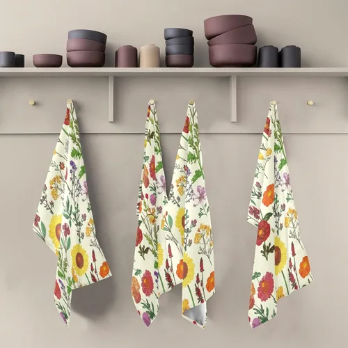 Vista 5 de GAIREG Toallas amarillas botánicas de flores silvestres retro, 28 x 18 pulgadas, toallas absorbentes para decoración de cocina