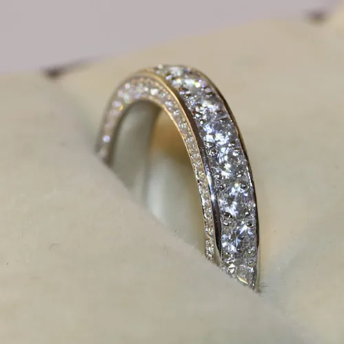 Vista 34 de Iumer - Anillo de zircón de dos piezas con incrustaciones de diamantes de imitación artificiales para mujer, talla 6-10.