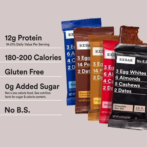 Vista 8 de RXBAR Barras de proteína, 0.44 oz de proteína, aperitivos sin gluten, paquete variado de 5 sabores (5 cajas, 25 barras)