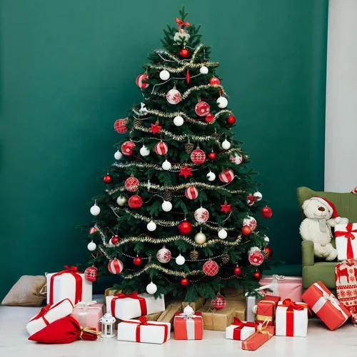 Vista 7 de MOJUN 50 adornos de bolas de Navidad para árbol de Navidad, bolas pequeñas de Navidad de plástico inastillables, juego de adornos de bolas colgantes