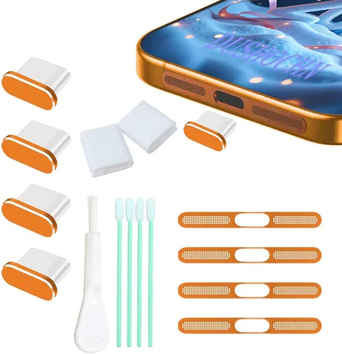 Vista 10 de Paquete de 4 tapas USB C para puerto USB C, cubierta de puerto de carga tipo C con cubierta antipolvo para altavoz, accesorios de teléfono