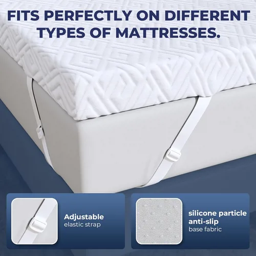 Vista 5 de Cubrecolchón de espuma viscoelástica, protector de colchón de gel de 3 pulgadas para aliviar la presión, cubrecolchón de cama suave y refrescante