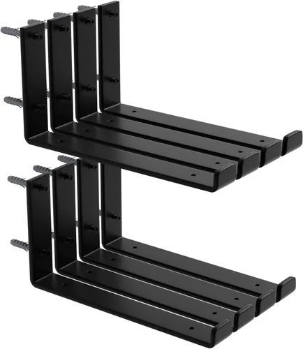 Vista 10 de Paquete de 8 soportes de estante de 7.25 pulgadas de largo x 4 pulgadas de alto x 1.5 pulgadas de ancho, soporte de estante flotante de hierro
