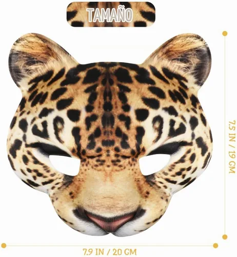 Vista 4 de Amosfun Máscara de leopardo máscara de animal de media cara para adultos