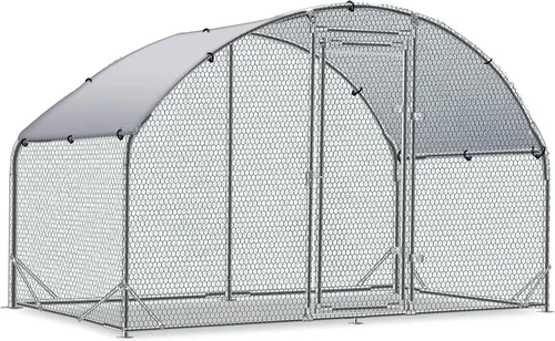 Vista 10 de TOLEAD Gallinero de metal grande mejorado con malla de alambre de tres soportes, corral de pollo, con cubierta resistente al agua y anti-UV, casa
