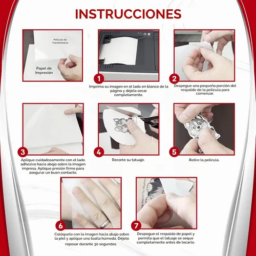 Vista 7 de BubblePop! Papel de tatuaje temporal imprimible para impresora de inyección de tinta, seguro para la piel, resistente al agua, hojas en blanco