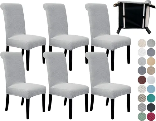 Vista 33 de SPRINGRICO Paquete de 2 fundas para sillas de comedor con cinturón de seguridad, fundas elásticas para sillas Parsons lavables, fundas protectoras