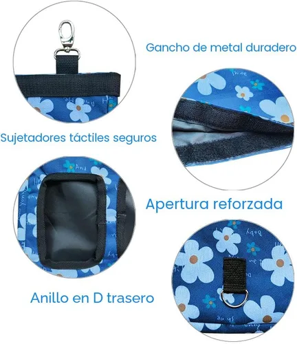 Vista 2 de RIOUSSI Comedero de heno para conejillos de indias, bolsa de alimentación Azul (Blueflower)