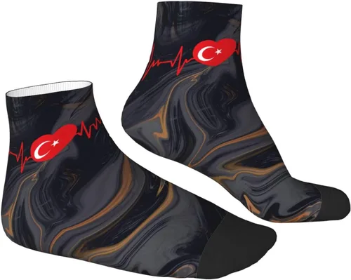 Vista 3 de GDJF Heartbeat I Love Turkey Heart Flag Ankle Socks Winter Low Cut Sports Warm Breathable Comfort Casual Socks For Mens And Womens