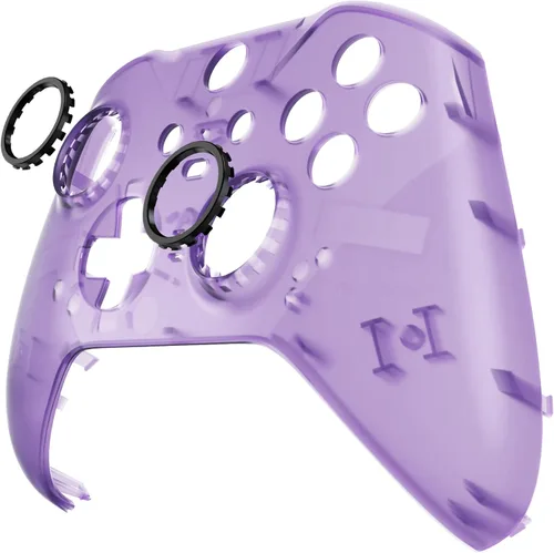 Vista 5 de eXtremeRate Clear Atomic Purple Replacement Faceplate Cover for Xbox One Elite Controller Series 2 (Model 1797), Custom Front Housing Shell Case &