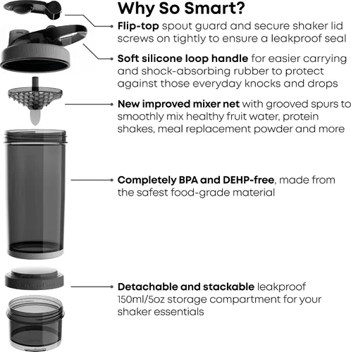 Vista 7 de Smartshake Revie - Botella mezcladora de proteínas de 25.4 fl oz Botella de bebida para gimnasio a prueba de fugas para batidos de proteínas