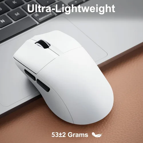 Vista 4 de E-YOOSO Ratón Bluetooth inalámbrico, mouse recargable, mouse para juegos de 26000 DPI con cable, ergonómico superligero, compatible con software