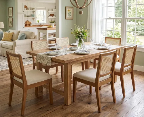 Vista 8 de BESTANO Juego de 2 sillas de comedor de ratán estilo granja, sillas de cocina de madera negra para comedor rectangular, sillas de cocina de mimbre