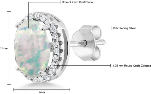 Vista 6 de Gem Stone King 3-5 Cttw Gemstone Birthstone Halo Earrings For Women 9X7MM Oval Cut 925 Sterling Silver Fine Jewelry Gifts for Her Mom Women Wife