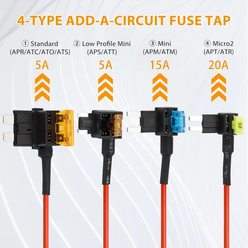 Vista 2 de 16 adaptadores de grifo de fusible para agregar un circuito, adaptador de fusible de 12 V, mini micro2 estándar y grifos de fusible de perfil bajo