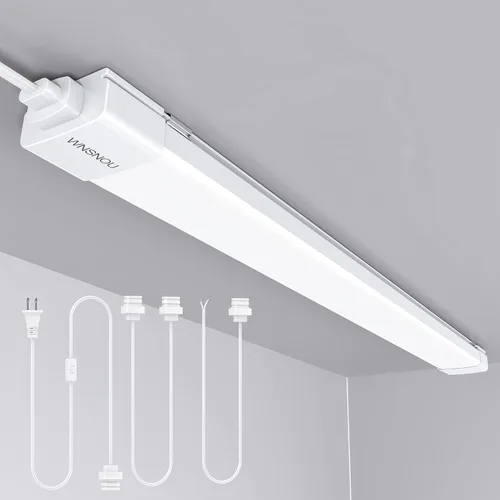 Vista 9 de WNSNOU Lámpara de Tubo LED con Enchufe, Luz Utilitaria de Tienda de 1.4 pies, 1800 LM, 5000 K, Luz de Gabinete Enlazable para Garaje, Cocina, Baño